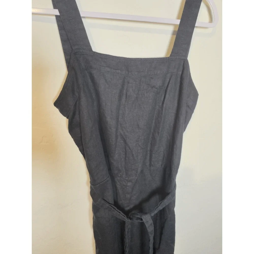 Quince 100% European Linen Square Neck Jumpsuit Deep Navy Size Medium